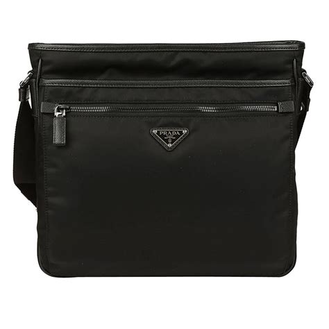 prada mens black leather shoulder bag|Prada padded nylon shoulder bag.